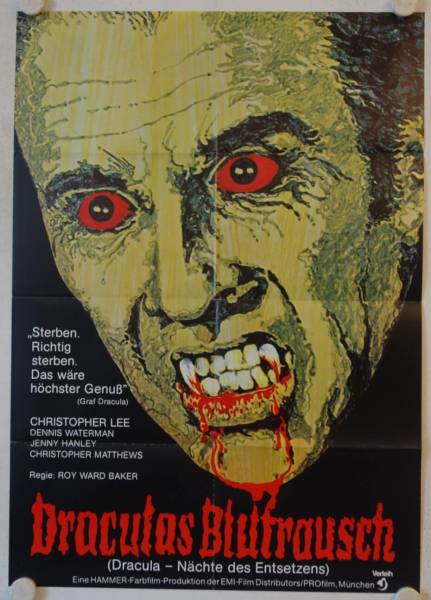 Draculas Blutrausch originales deutsches Filmplakat (R80s)